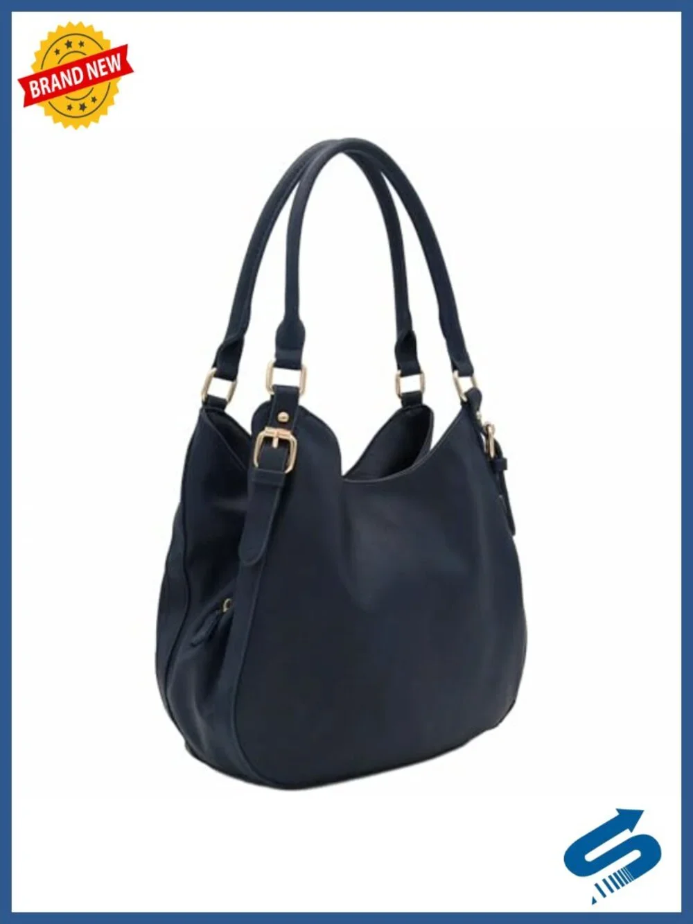 Faux Leather 3 Compartment Hobo Bag Lightweight Gold Hardware
